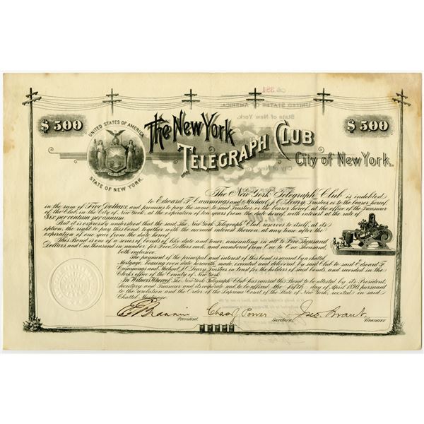 New York Telegraph Club 1890 I/U Bond