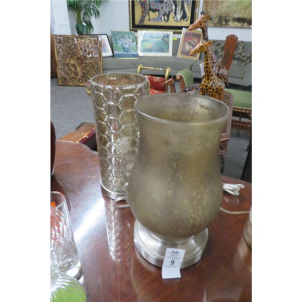 2-Art Glass Shade Designer Table Lamps - 2 X $