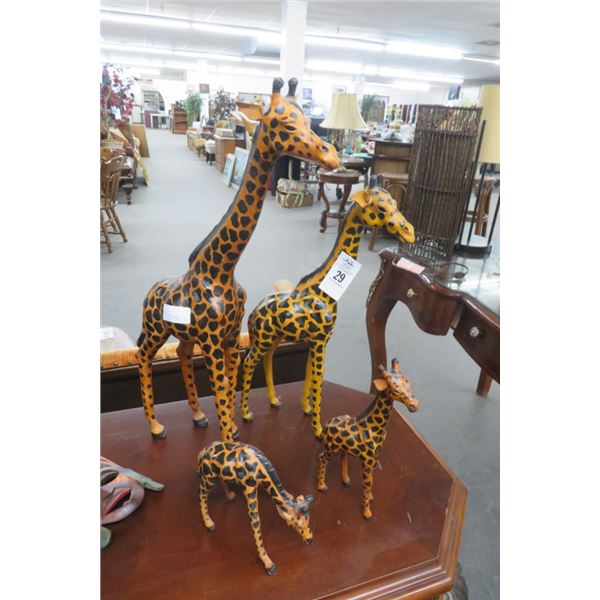 4-Carved Wood Giraffe - 4 X $