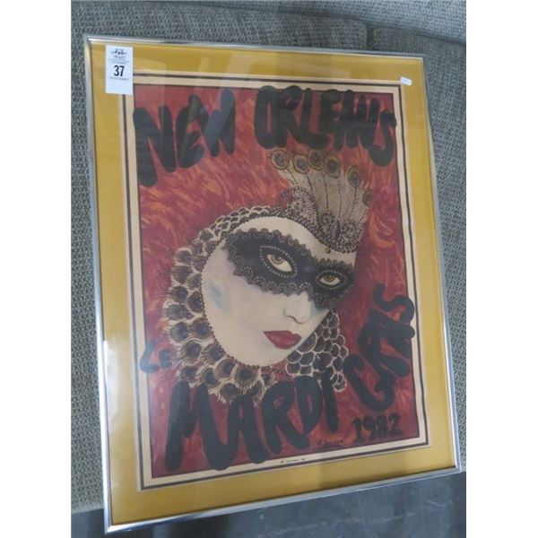 Framed New Orleans Mardi Gras Print by Luttrell