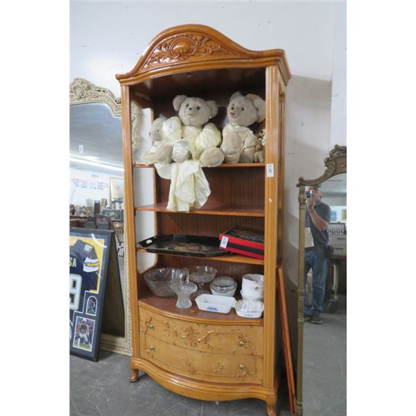 Blonde Oak 2 Drawer Display Shelf