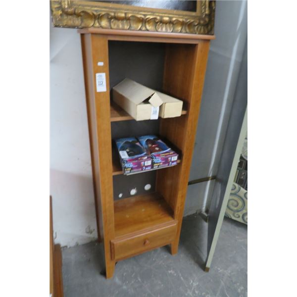 Oak 3 Shelf Cabinet w/Drawer