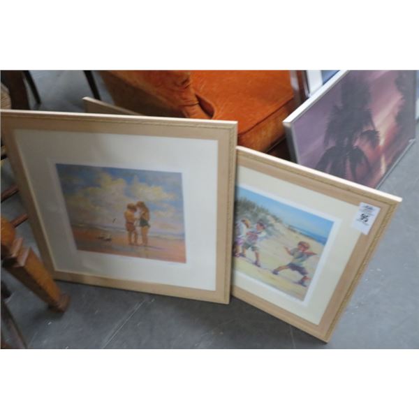 Framed Children On The Beach Prints (2)