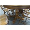 Image 2 : Round Oak Dining Table w/5 Chairs & 2 Leaves