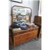 Image 6 : Burl Vanity w/Padded Needlepoint Bench, Dresser,