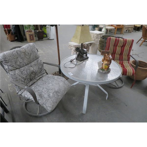 Patio Table w/2 Padded Armchairs