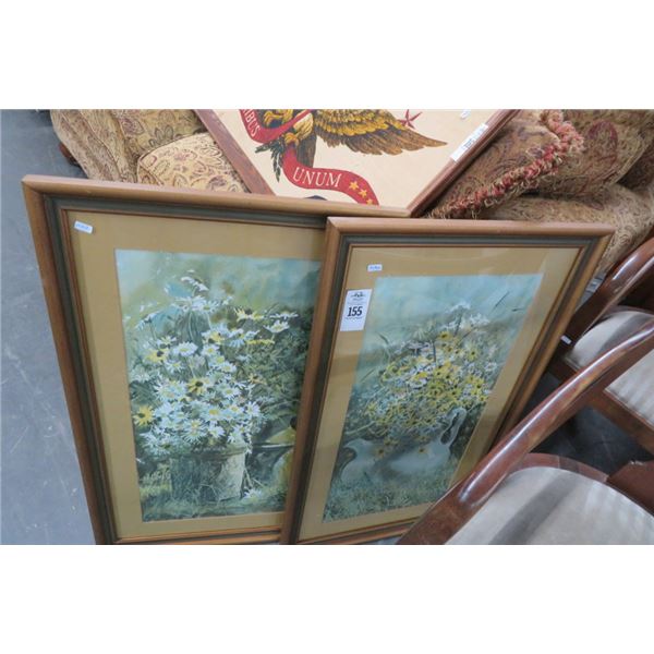 Framed Florals 19" x 31"  - (2)