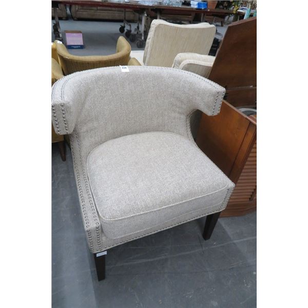 Beige Rounded Button Trim Decorative Side Chair