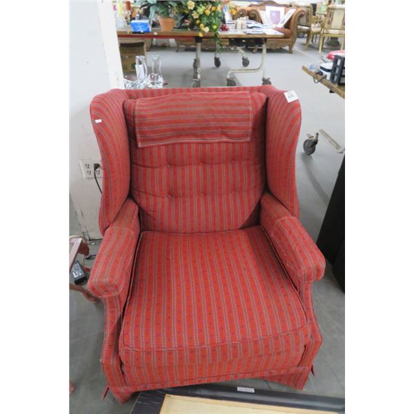 Red Fabric Wingback Chair