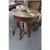 Image 1 : Mahogany Round Marble Top Side Table