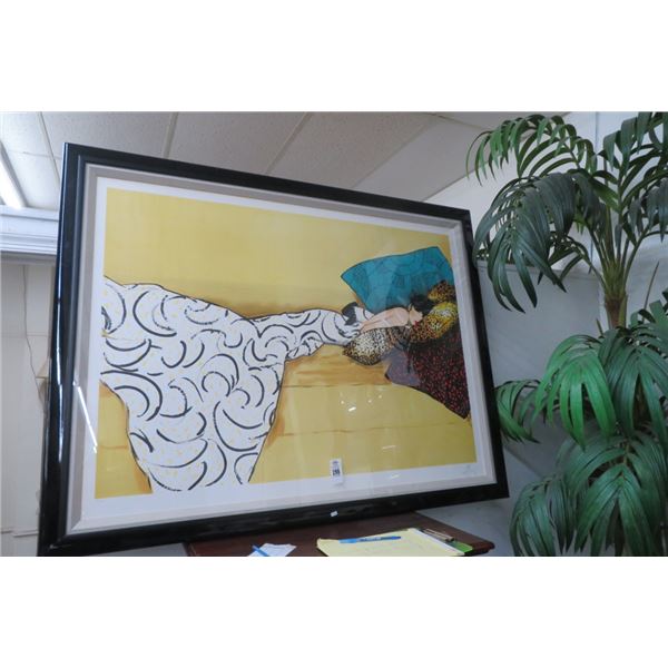 Framed Artist Signed Print of Woman Lounging - 57" x 44" - 224/300