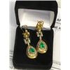 Image 3 : 18K YG Diamond & Emerald Earrings 13.7g - Appraised at $2950.00