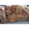 Image 3 : Ornate Brown Mahogany Trim Sofa/Loveseat