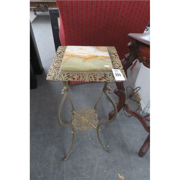 Brass Cast Marbletop Pedestal Table