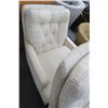 Image 4 : Pair of White Mid Century Upholstered Armchair w/Ottoman