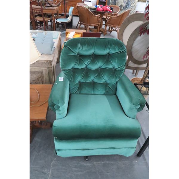 Green Crushed Velvet Tufted Swivel Rocker