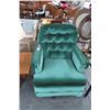 Image 1 : Green Crushed Velvet Tufted Swivel Rocker