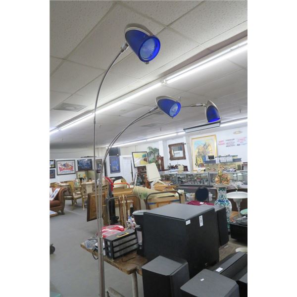 3 Prong Cobalt Blue Shade Floor Lamp