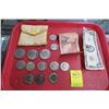 Image 1 : Tray Lot Red Seal $2 Bill Kennedy Halves, Ike Dollars and More