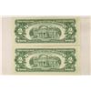 Image 2 : 2-1963-A $2 US RED SEAL NOTES CONSECUTIVE SERIAL'S