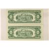 Image 2 : 2-1963-A $2 US RED SEAL NOTES CONSECUTIVE SERIAL'S