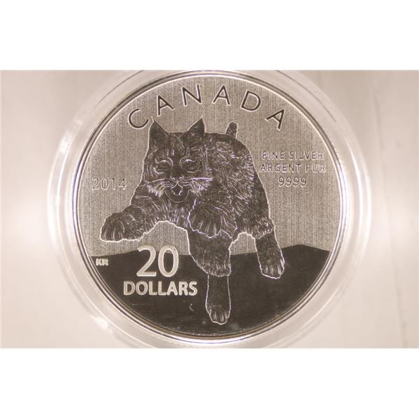 2011 CANADA FINE SILVER BOBCAT $20 BRILLIANT UNC