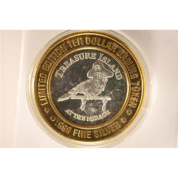 CASINO $10 SILVER TOKEN (UNC) TREASURE ISLAND AT