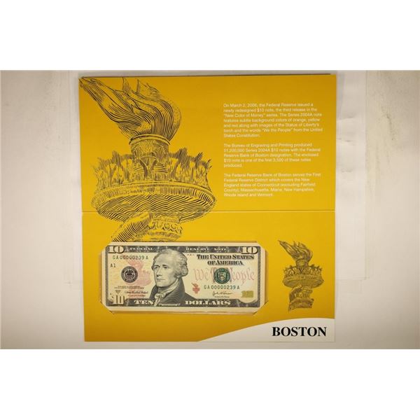 2004-A BOSTON $10 FRN CRISP UNC WITH SUPER LOW