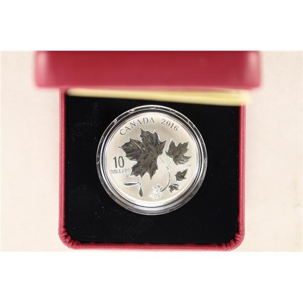 2016 CANADA CANADIAN MAPLE LEAVES $10 FINE SILVER