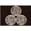 Image 1 : 3 BRILLIANT UNC WASHINGTON SILVER QUARTERS