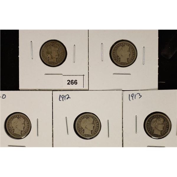 1900, 1903-O, 1907-O, 1912 & 1913 BARBER DIMES