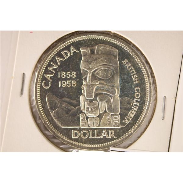 1958 CANADA TOTEM SILVER DOLLAR BRILLIANT UNC