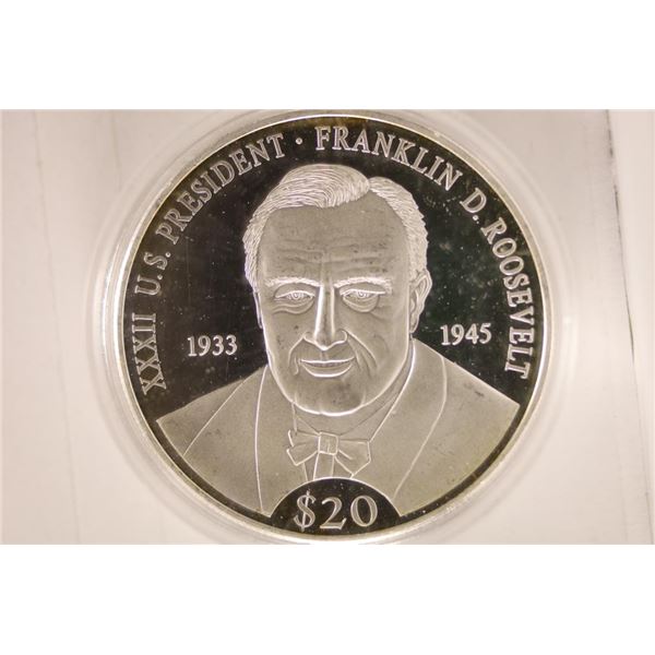 2000 LIBERIA FRANKLIN D. ROOSEVELT SILVER PROOF