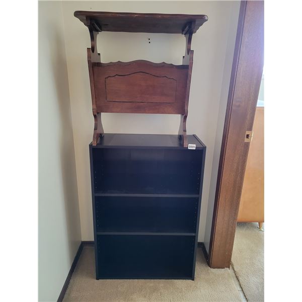 Small Black Shelf And Magazine Rack Table