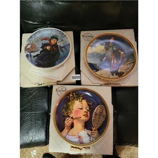 The Oldest Name In American Fine China Knowles Norman Rockwell Decorative Plates x3