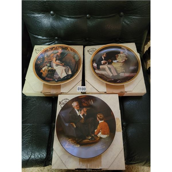 The Oldest Name In American Fine China Knowles Norman Rockwell Decorative Plates x3