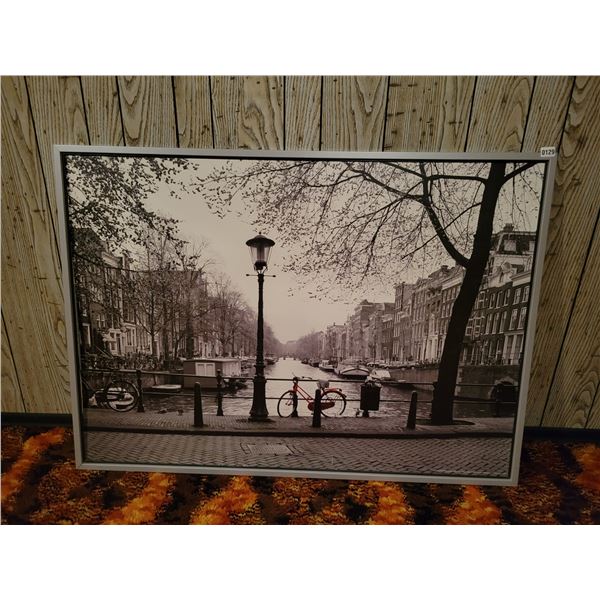 Framed Black & White Scene On Poster Board 56' x 40'