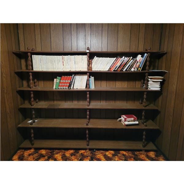 large Vintage Wooden Bookshelf With Contents 98' x 74' x 12'