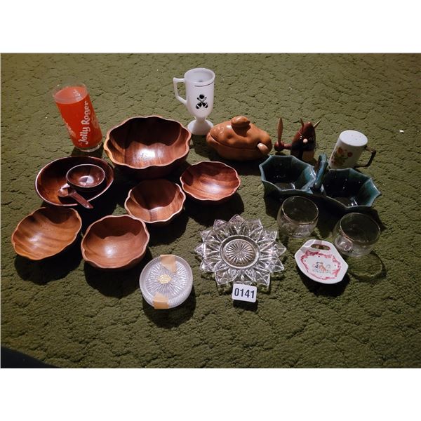 Wooden Bowls ,Blue Mountain Pottery, jolly Roger Potato Gravy Boat