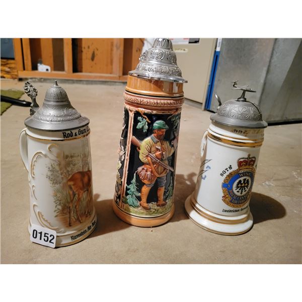 Collection Of 3 Unique Beer Steins