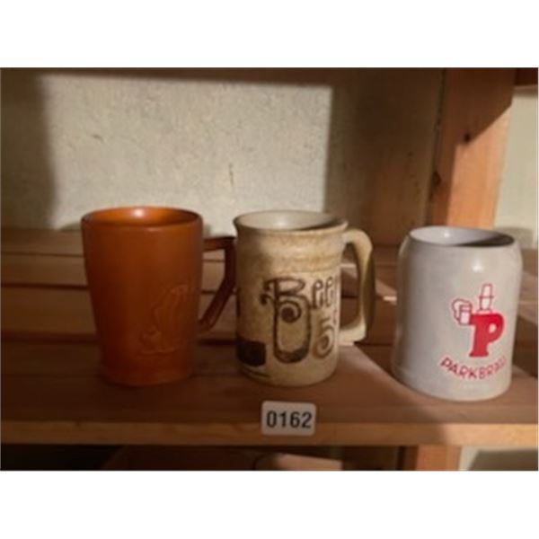 3 Unique Beer Steins. One Handcrafted Stoneware