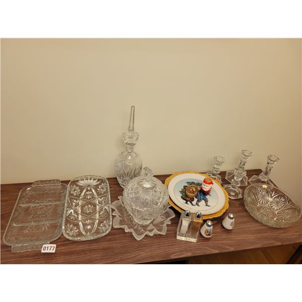 Candle Sticker Crystal Platter & Decanter, Decorative plates