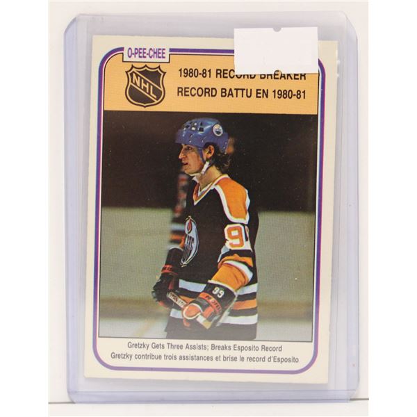 1981 WAYNE GRETZKY RECORD BREAKER CARD