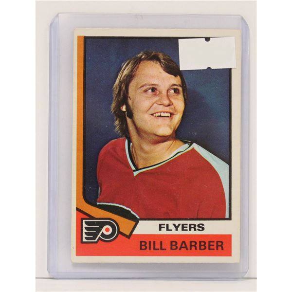 1974 BILL BARBER OPC HOCKEY CARD