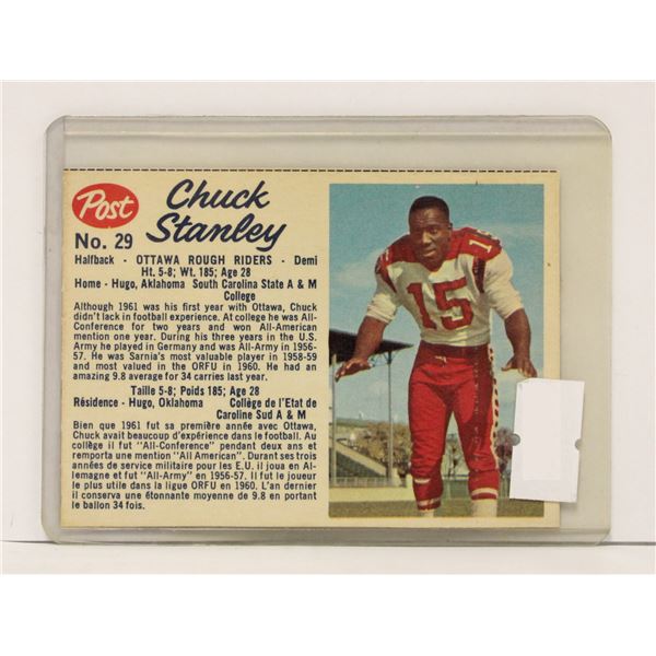 1962 CHUCK STANLEY CFL CARD