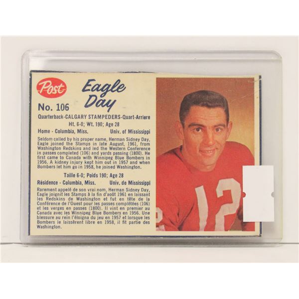 1962 POST EAGLE DAY CFL CARD
