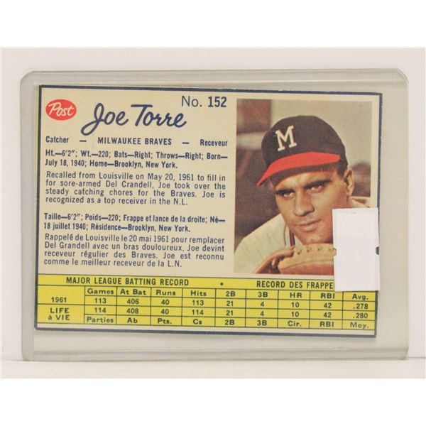 1962 POST JOE TORRE BASEBALL CARD