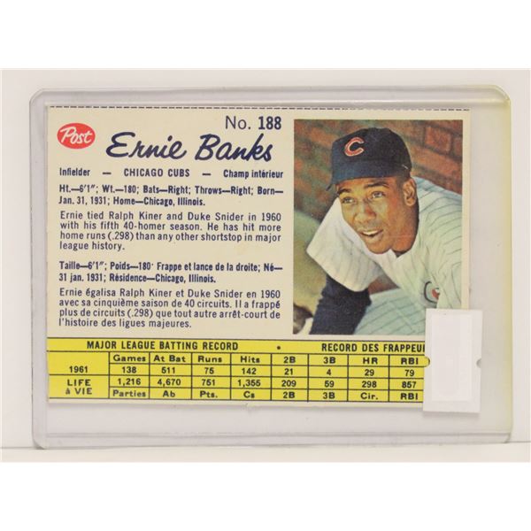 1962 POST ERNIE BANKS BASEBALL CARD