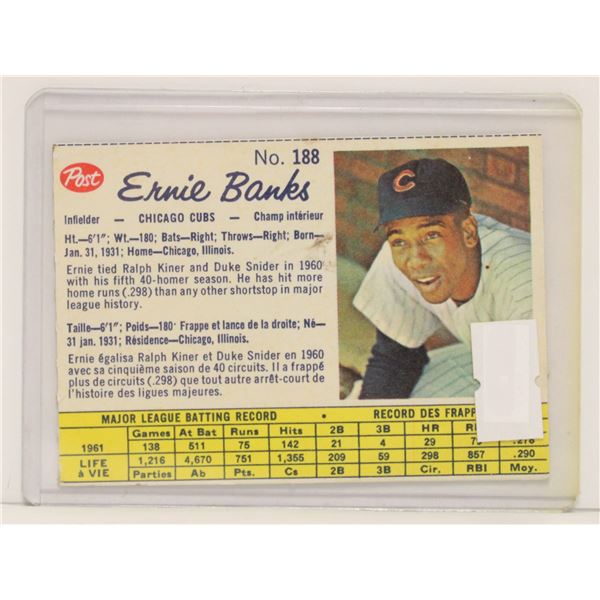 1962 POST ERNIE BANKS BASEBALL CARD