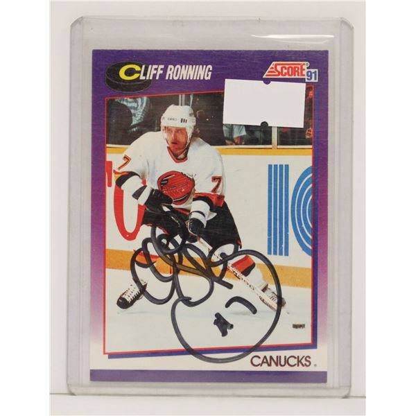 1992 CLIFF RONNING AUTOGRAPHED CARD